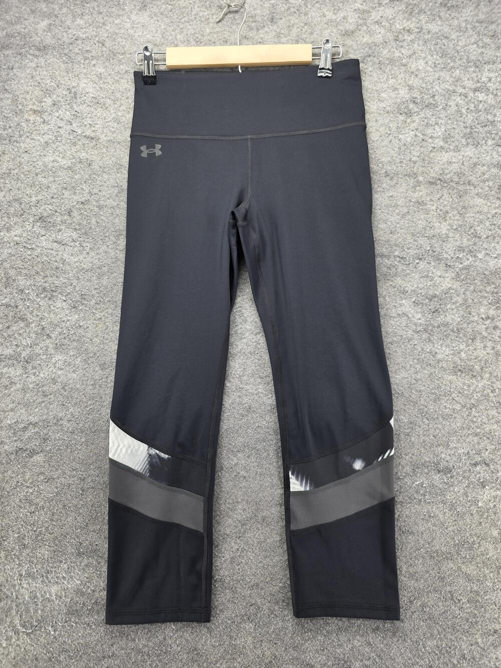 Under Armour Leggings Womens M Black Compression HeatGear Colorblock Ankle